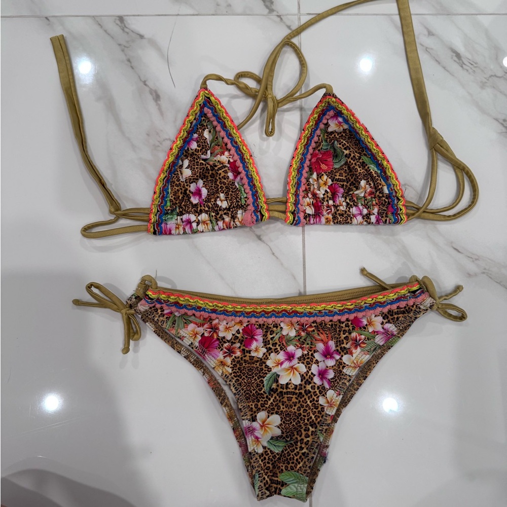 Agua Bendita Multicolor Floral Leopard Bikini